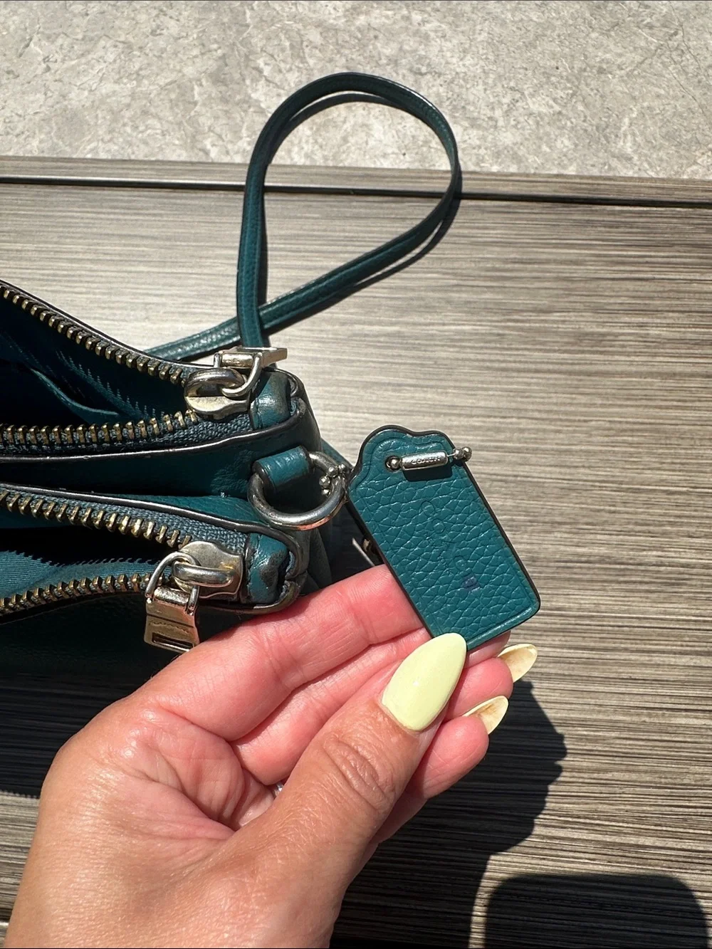 Coach Teal Blue Pebbled Leather Crossbody